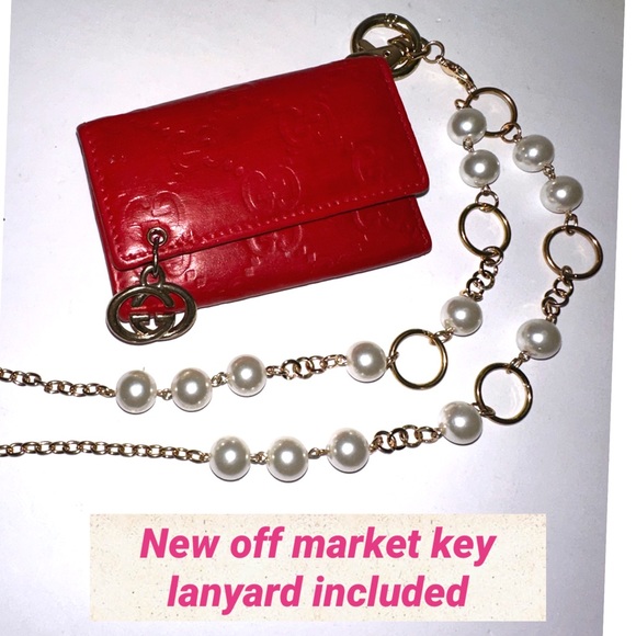 ๐ฏ GUCCI GG Red Monogram Leather 6-Key Wallet w: auth cert - Picture 9 of 14